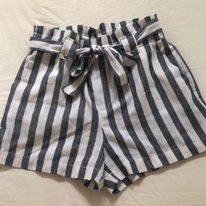 Striped high waisted shorts